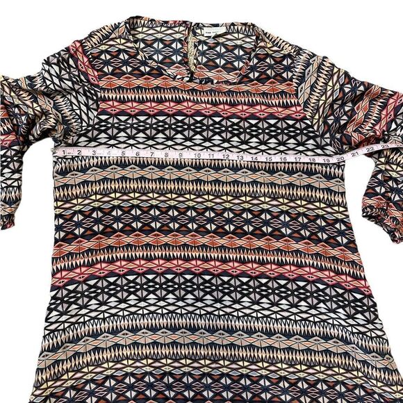 Anthropologie The Odells Geometric Striped Festival Boho Silk Dress Size Medium - Picture 12 of 16